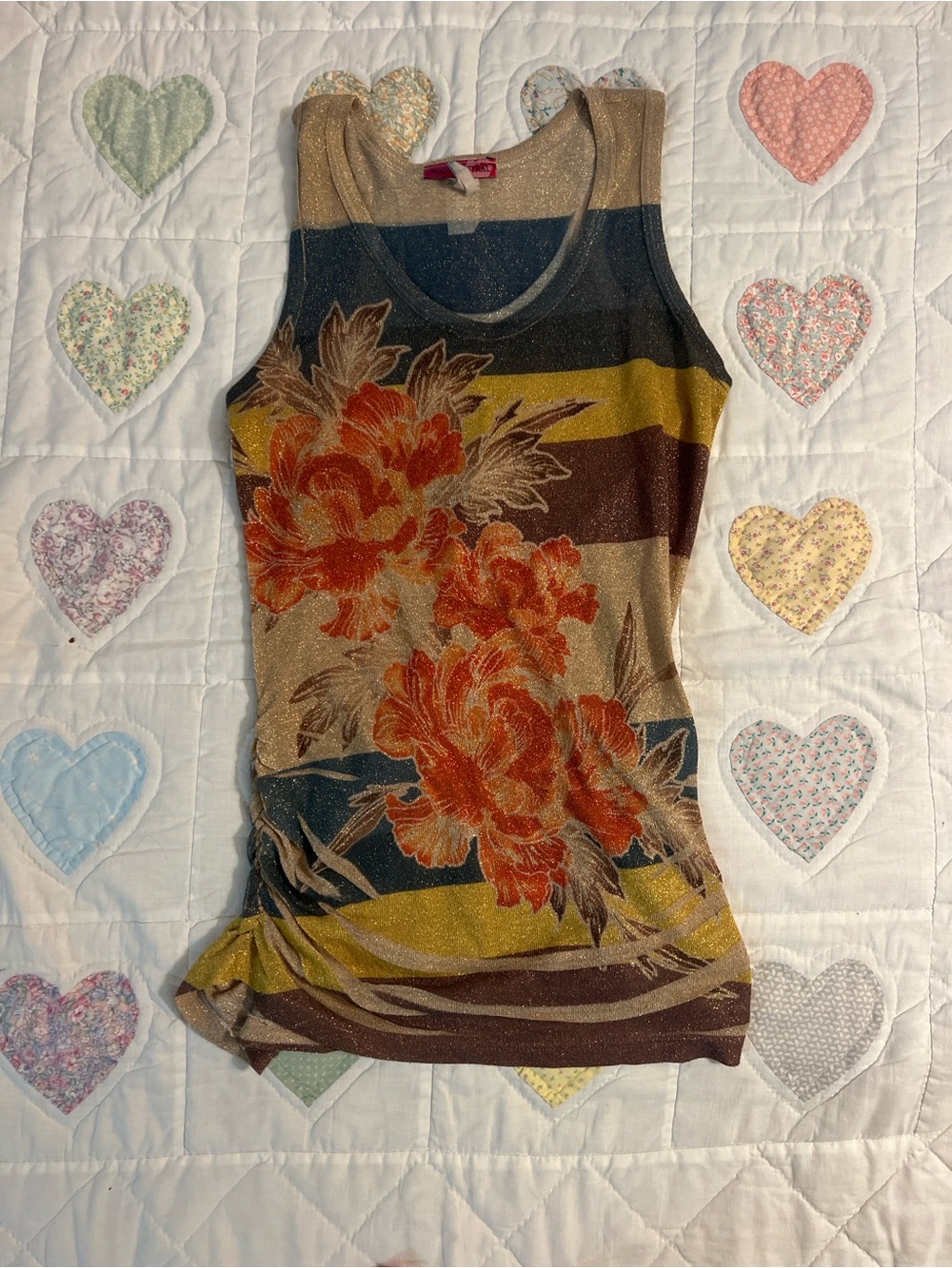 Body Central Y2K Vintage Sparkle Metallic Glitter Tank Top Tagged large fit S/M
